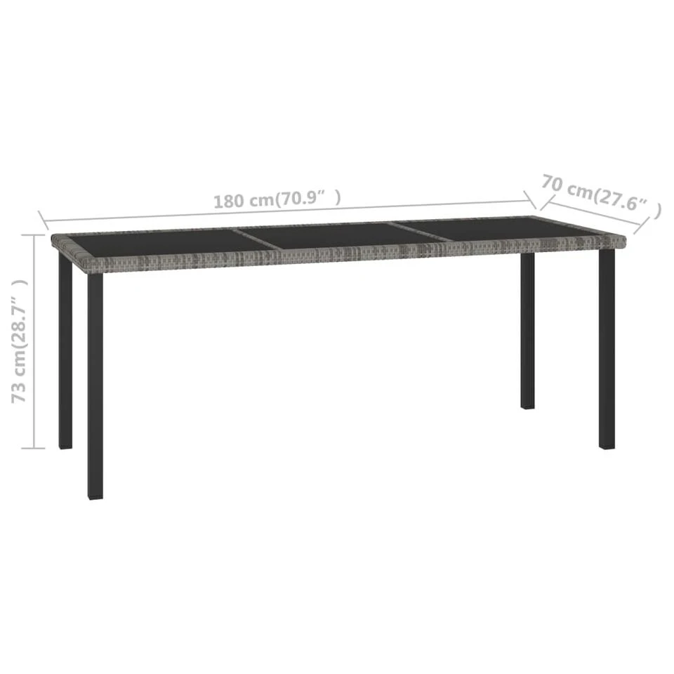 VidaXL - Tuintafel - Grijs - Poly Rattan - 180 X 70 X 73 Cm 5 VidaXL - Tuintafel - Grijs - Poly Rattan - 180 X 70 X 73 Cm - Afbeelding 5