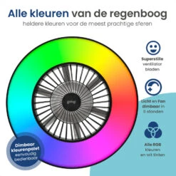 Gologi Plafondventilator Met Verlichting - Ø60 Cm - LED RGBW - 6 Standen 16 Gologi Plafondventilator Met Verlichting - Ø60 Cm - LED RGBW - 6 Standen -Leenbakker Winkel fe08d0baed9149d5bfd5faa3ca0f7498