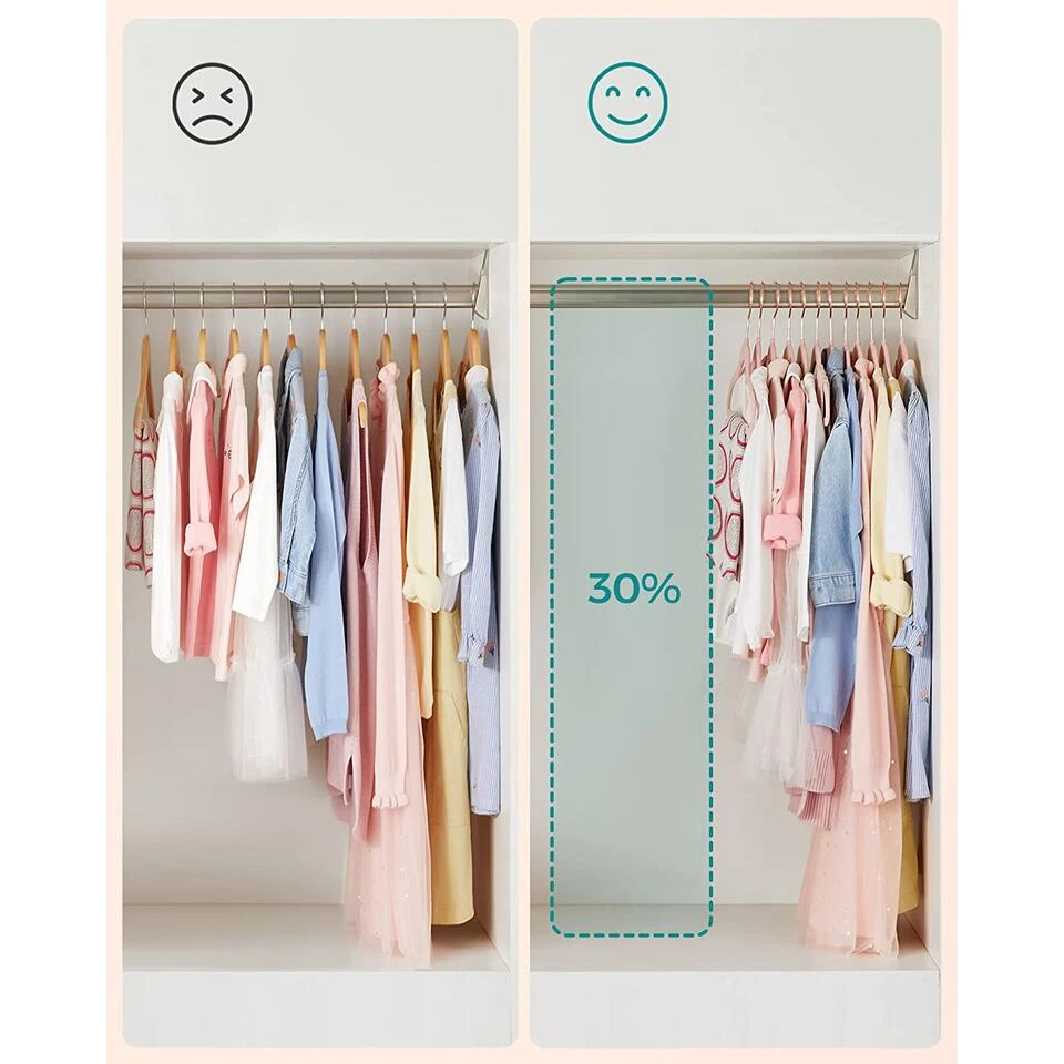 Set Van 30 Kinder Kledinghangers In Rose, Met Rosé Gouden Haak 3 Set Van 30 Kinder Kledinghangers In Rose, Met Rosé Gouden Haak - Afbeelding 3