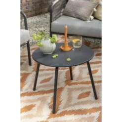 Bijzettafel Montreal - Antraciet/metaal - Ø50 Cm -Leenbakker Winkel sf 50155212 1010